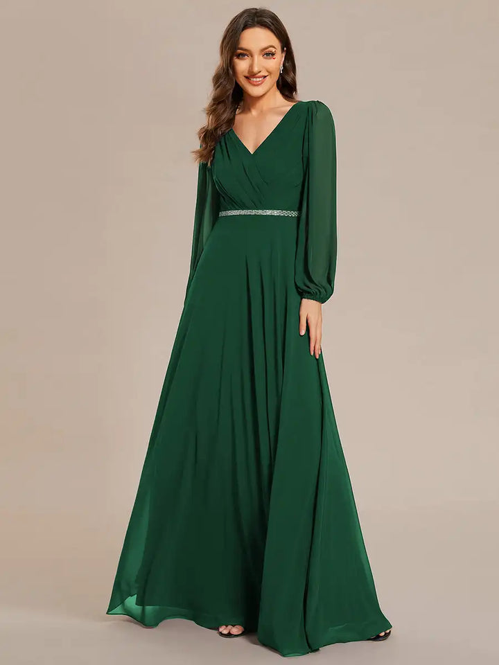 Vivienne | Robe de Soirée Longue à Manches Longues en Sequins