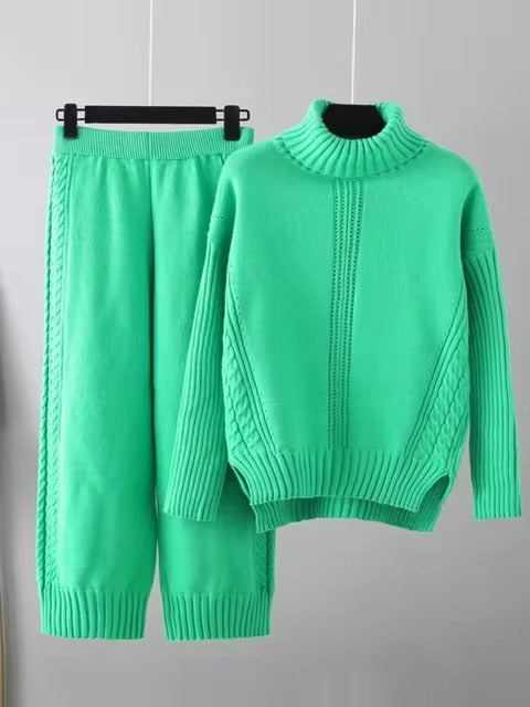 Scarlett - Pull à col montant élégant avec ensemble de pantalons amples