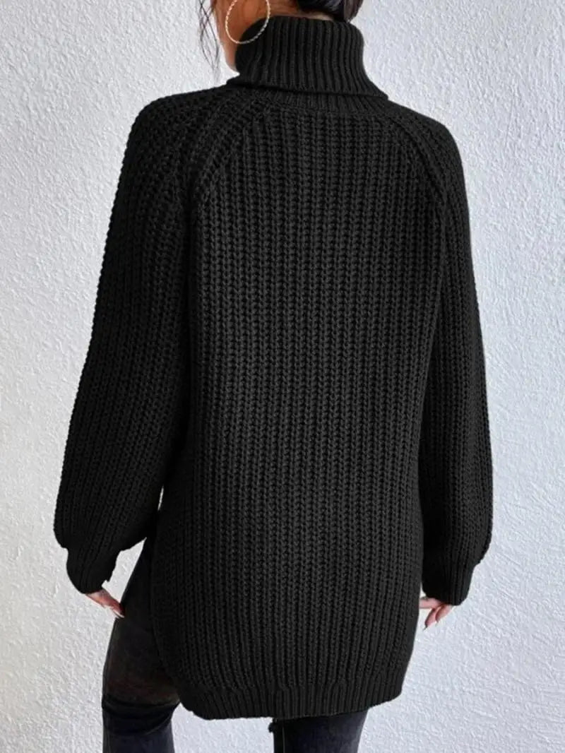 Mia - Pull Long Col Roulé Confortable