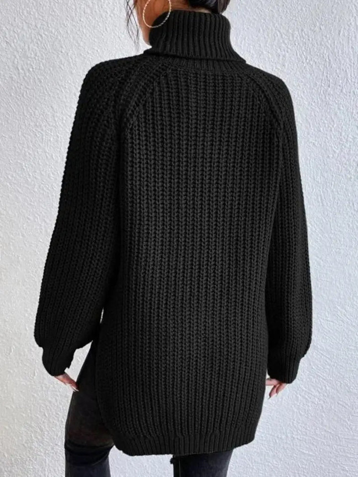 Mia - Pull Long Col Roulé Confortable