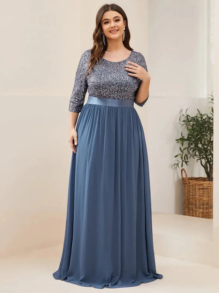 Odette | Robe A-Line à Manches Longues en Sequins