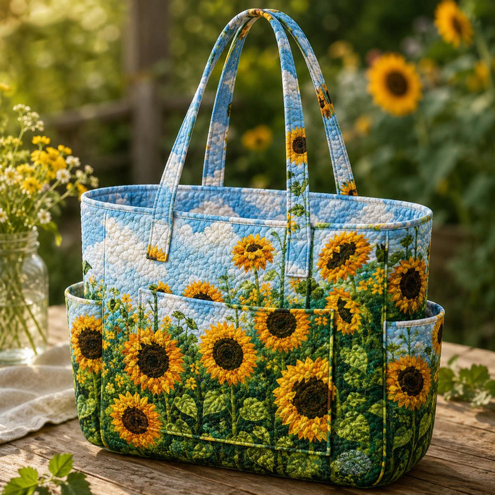 Véronique | Sac cabas matelassé aux tournesols éclatants