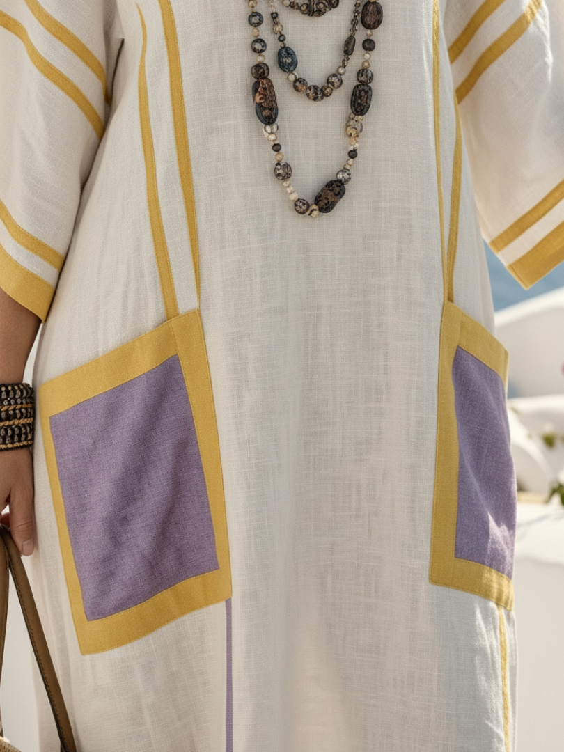 Zafira | Robe maxi à poches à col en V et manches courtes