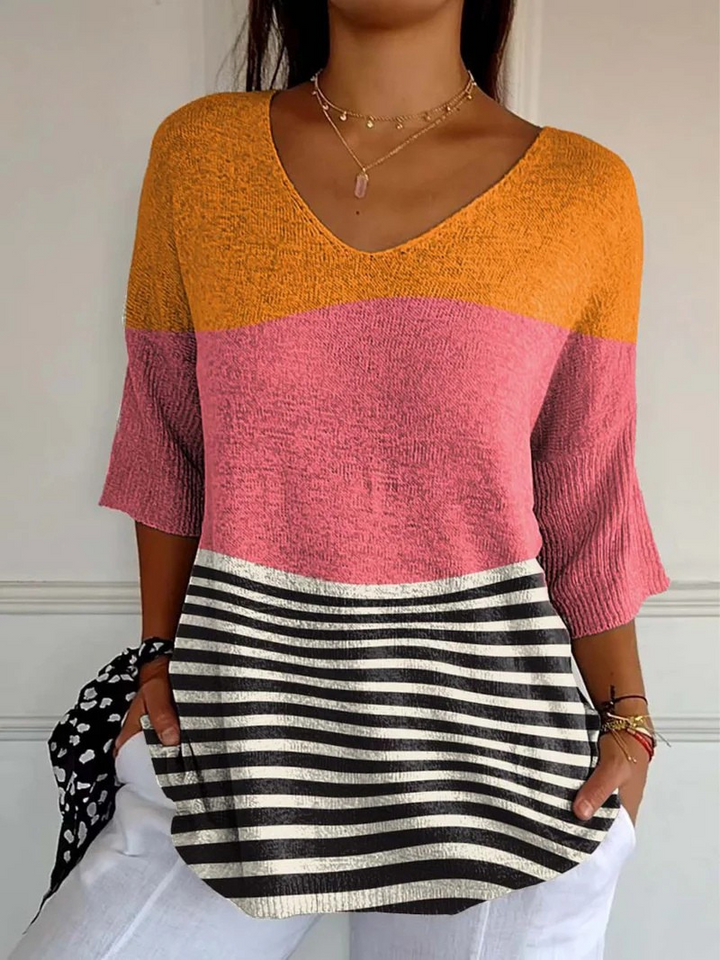 Impression artistique en tricot à motif abstrait pour femmes