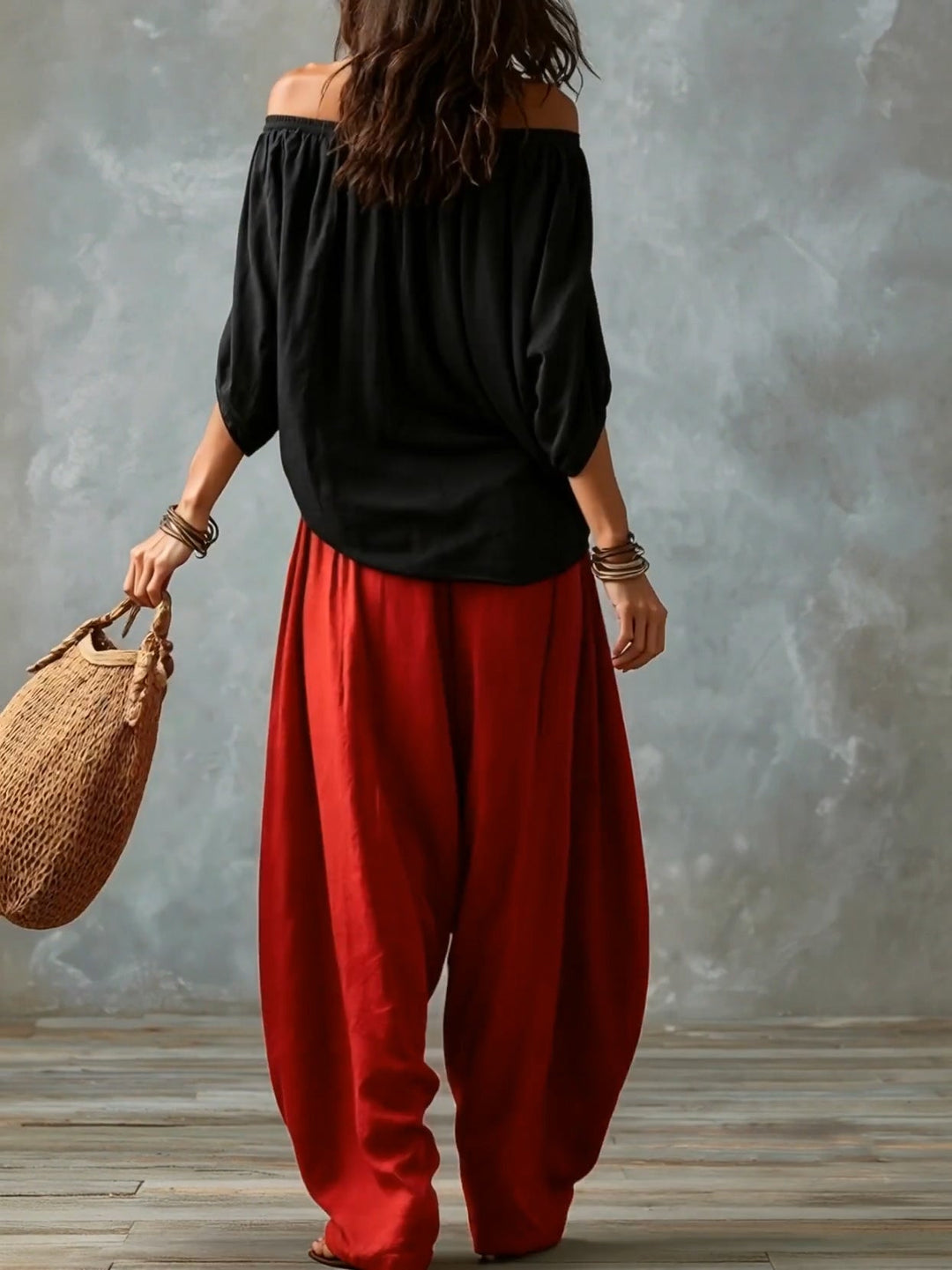 Antoinette | Ensemble top épaules dénudées et pantalon lanterne