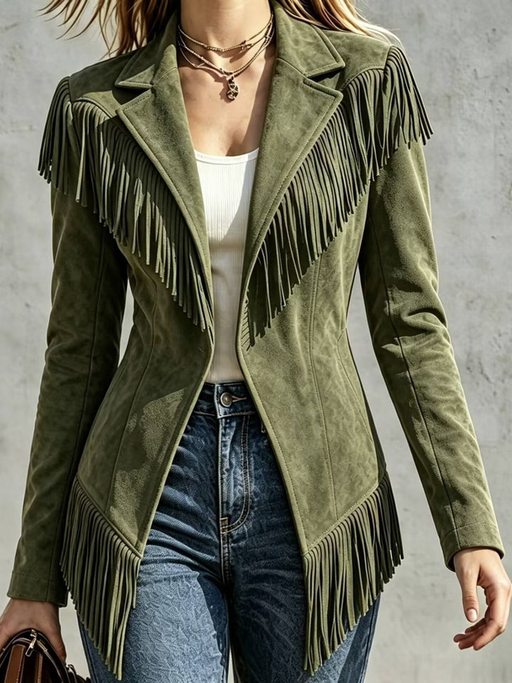 Lucienne | Veste à franges effet daim