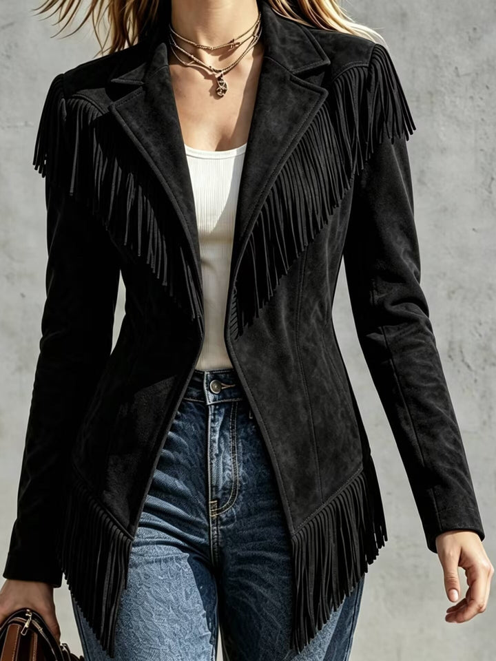 Lucienne | Veste à franges effet daim
