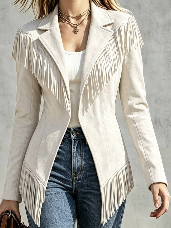 Lucienne | Veste à franges effet daim