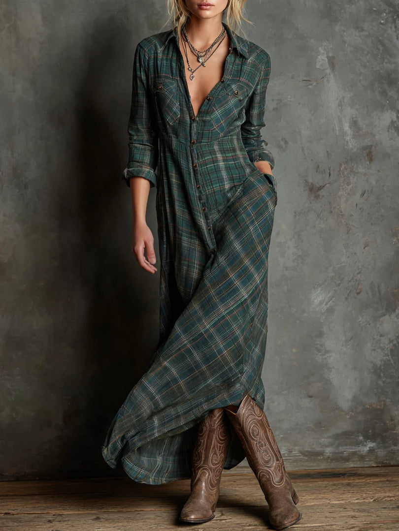 Armelle | Robe Longue à Carreaux