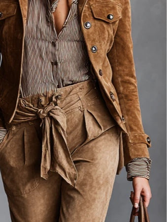 Clémence | Veste courte effet daim à revers