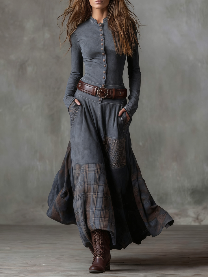 Domitille | Robe Maxi en Suédine avec Ceinture