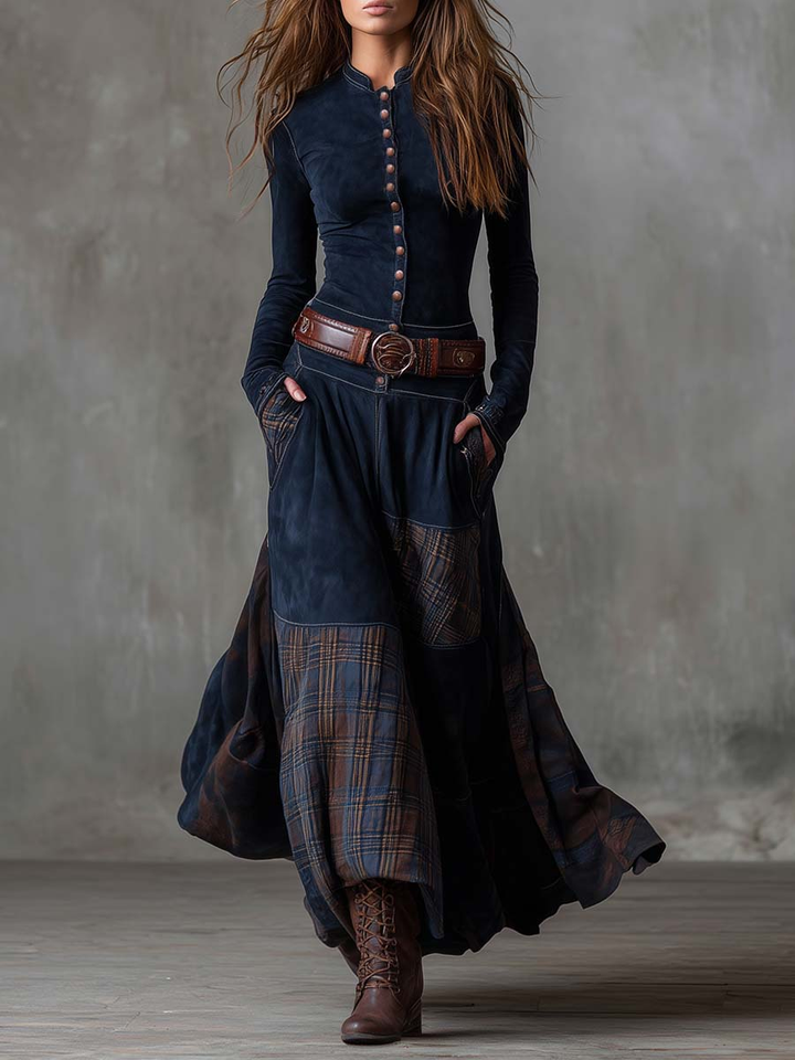 Domitille | Robe Maxi en Suédine avec Ceinture