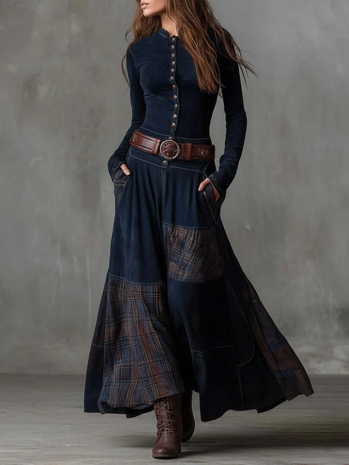 Domitille | Robe Maxi en Suédine avec Ceinture