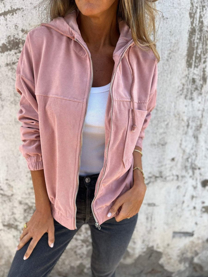 Abigaëlle | Veste zippée côtelée à capuche