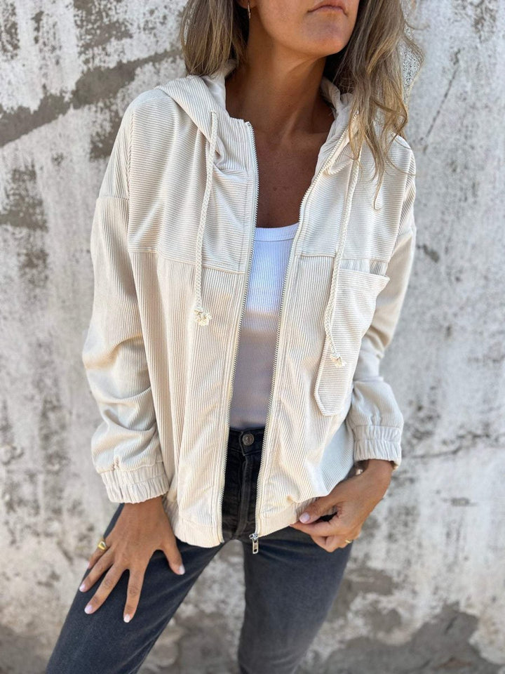Abigaëlle | Veste zippée côtelée à capuche