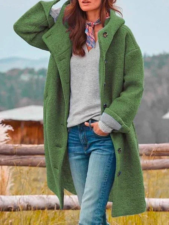 Albertine | Manteau long à capuche boutonné