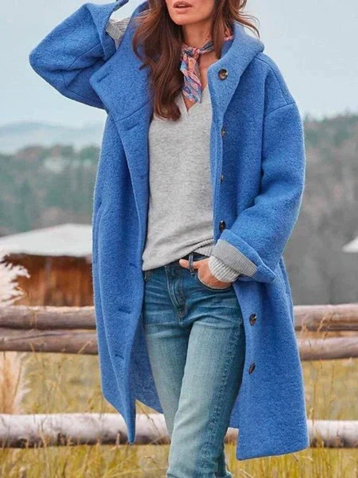 Albertine | Manteau long à capuche boutonné