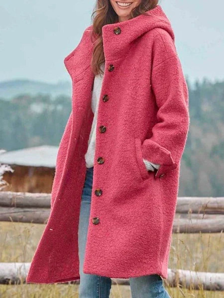 Albertine | Manteau long à capuche boutonné