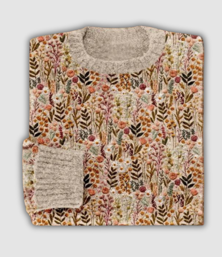 Ambelline | Pull à fleurs des champs effet brodé
