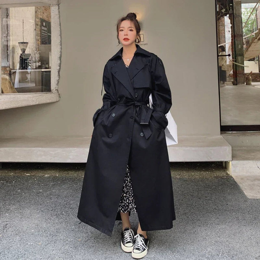 Apollonie | Trench long oversize croisé à ceinture