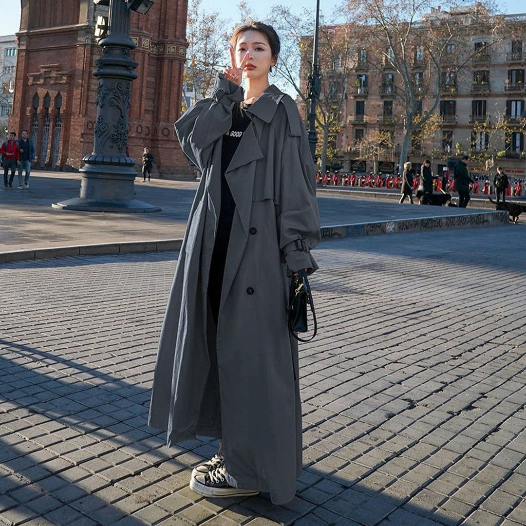 Apollonie | Trench long oversize croisé à ceinture