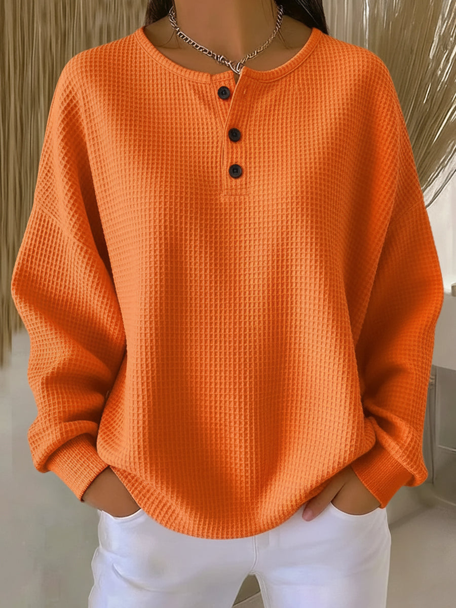 Miranda | Sweat gaufré à col Henley