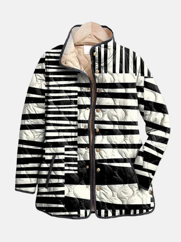 Églantine | Manteau matelassé abstrait noir et blanc