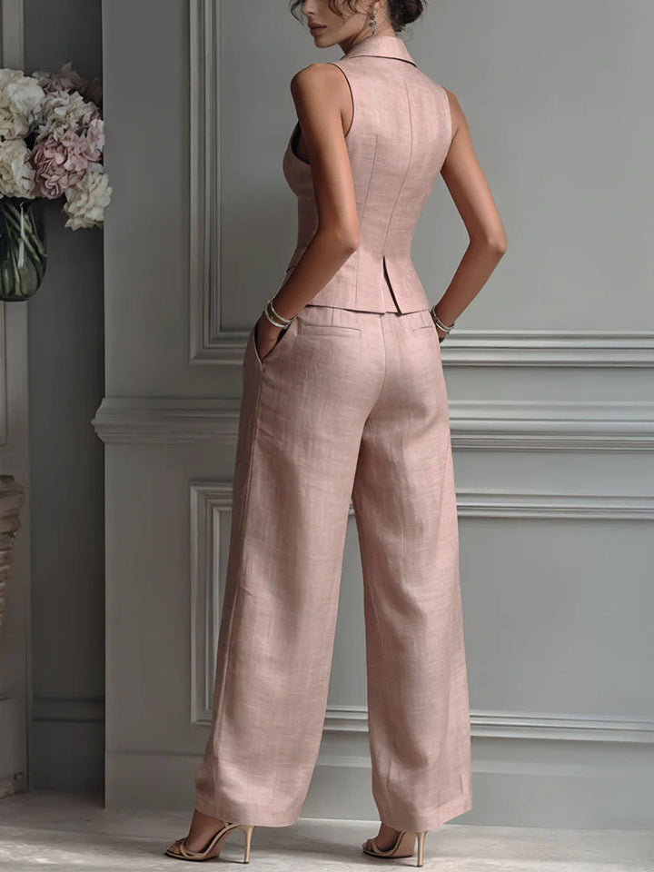 Cécilia | Ensemble gilet boutonné et pantalon assorti