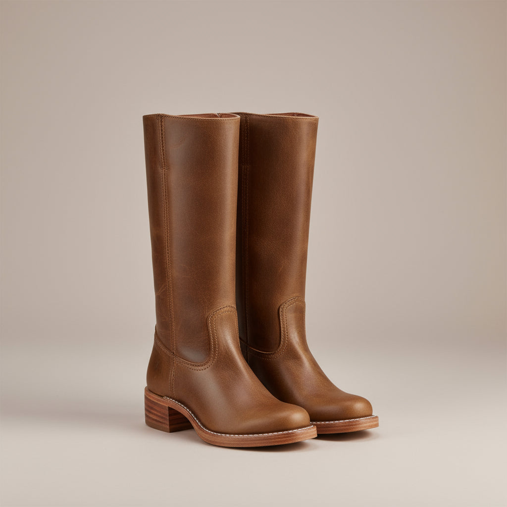 Chimène | Bottes lisses à tige droite et talon bloc
