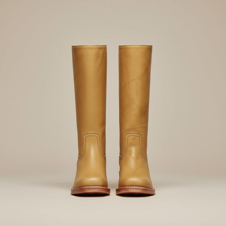 Chimène | Bottes lisses à tige droite et talon bloc