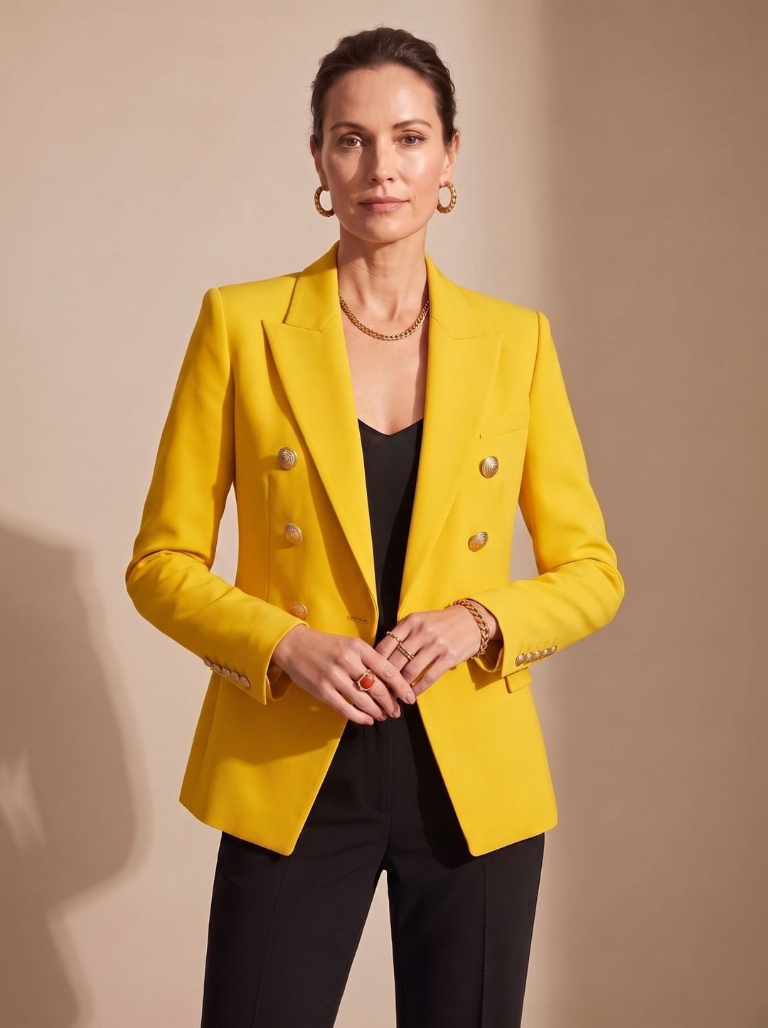 Cléo | Blazer croisé à boutons dorés