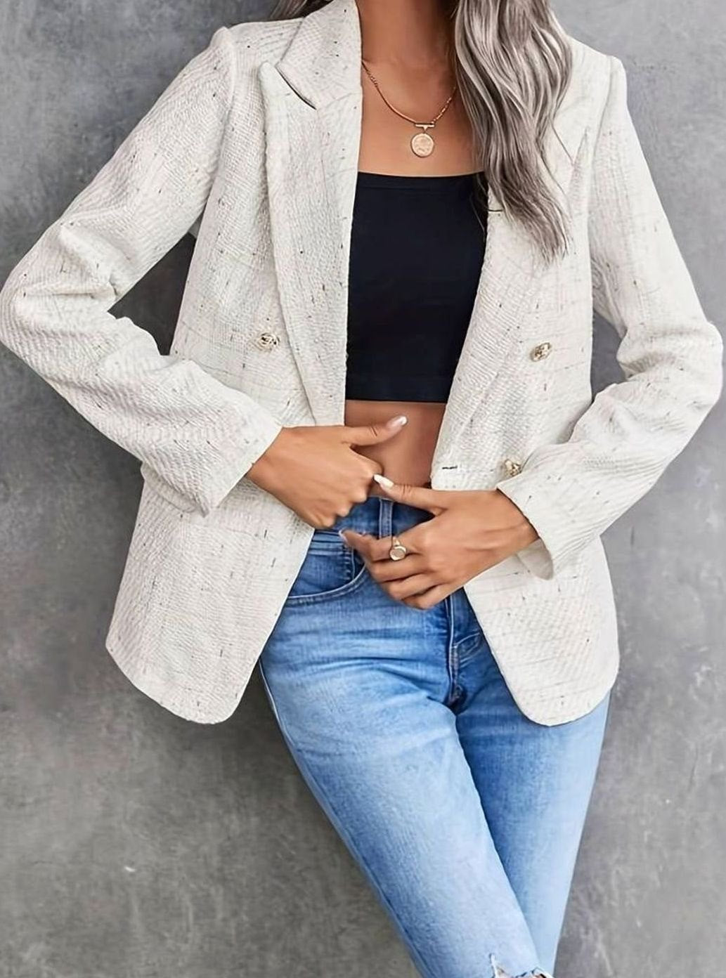 Cordélia | Blazer croisé effet tweed