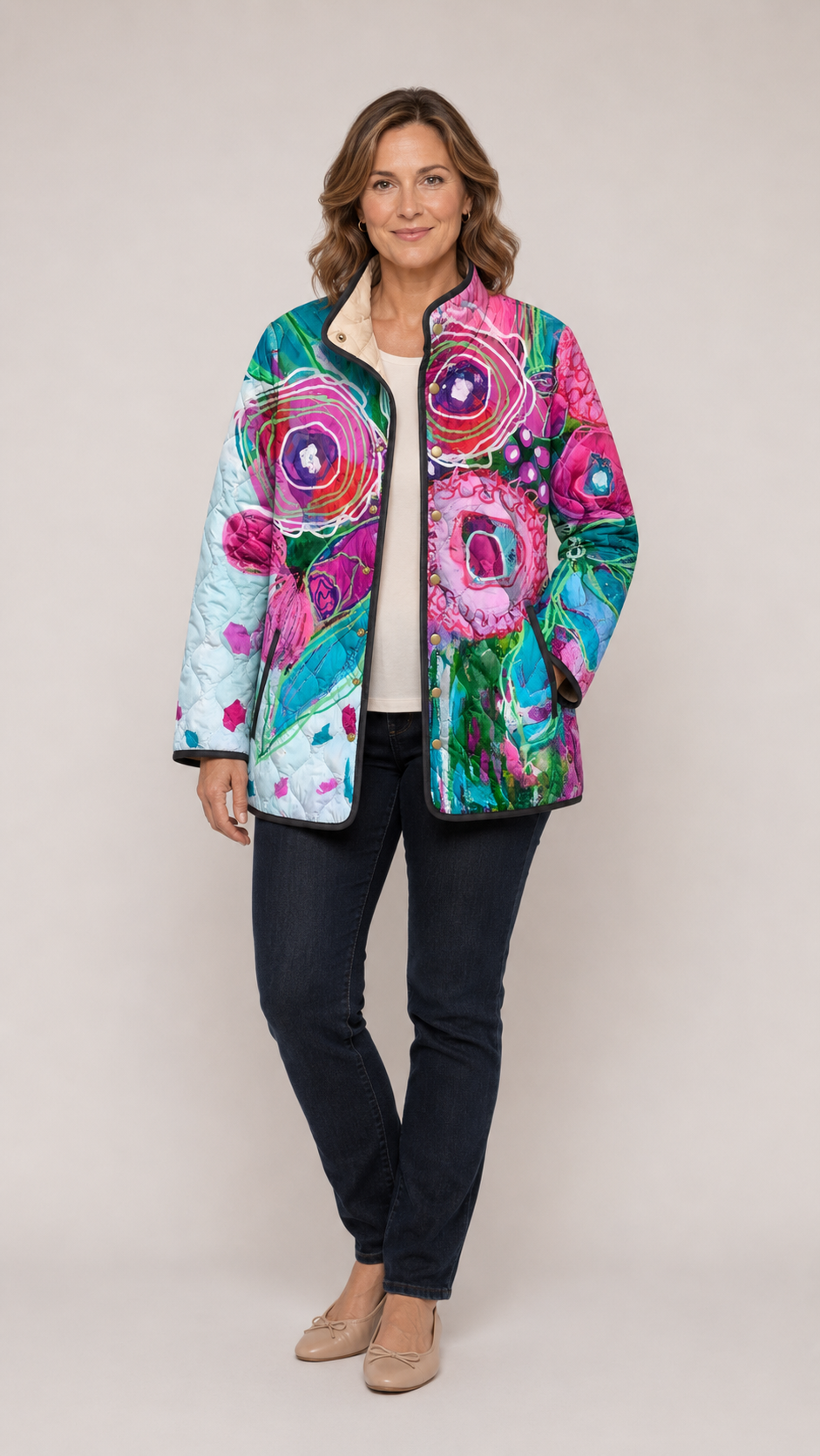 Blandine | Manteau matelassé élégant à motif floral