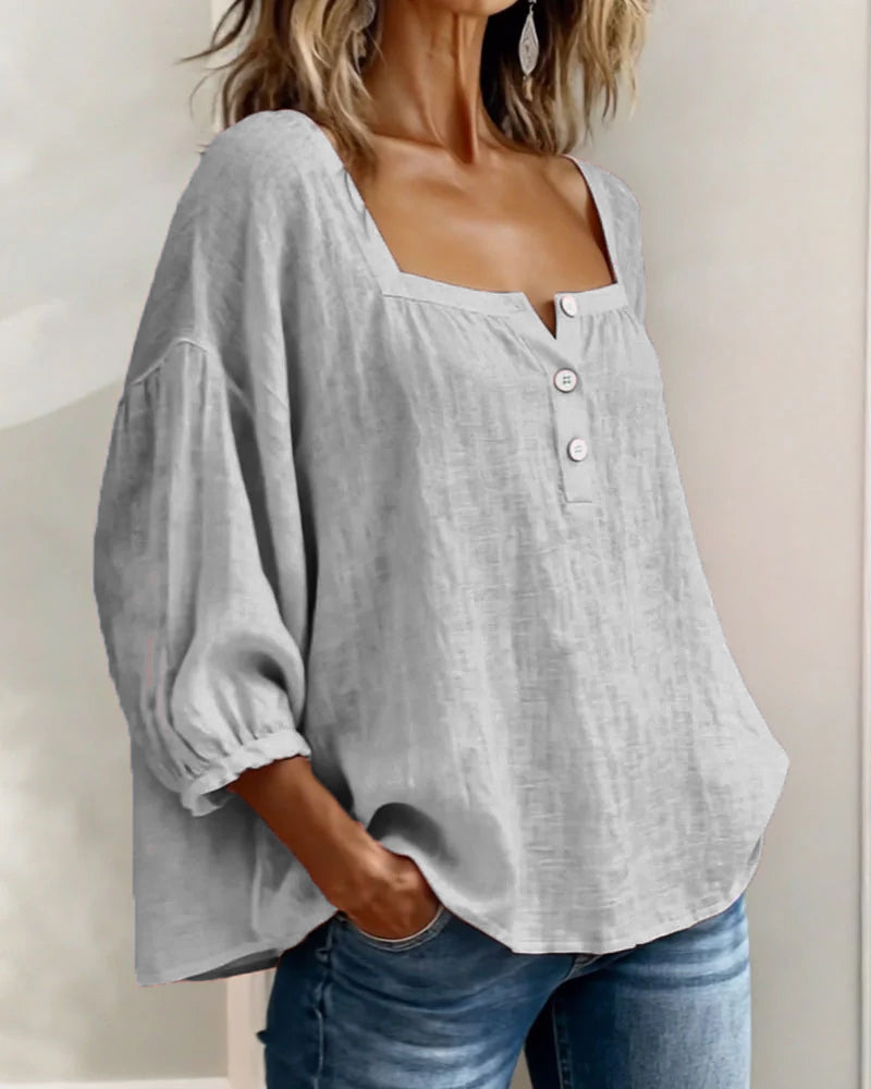 Julie | Chemise à encolure carrée et manches lanternes