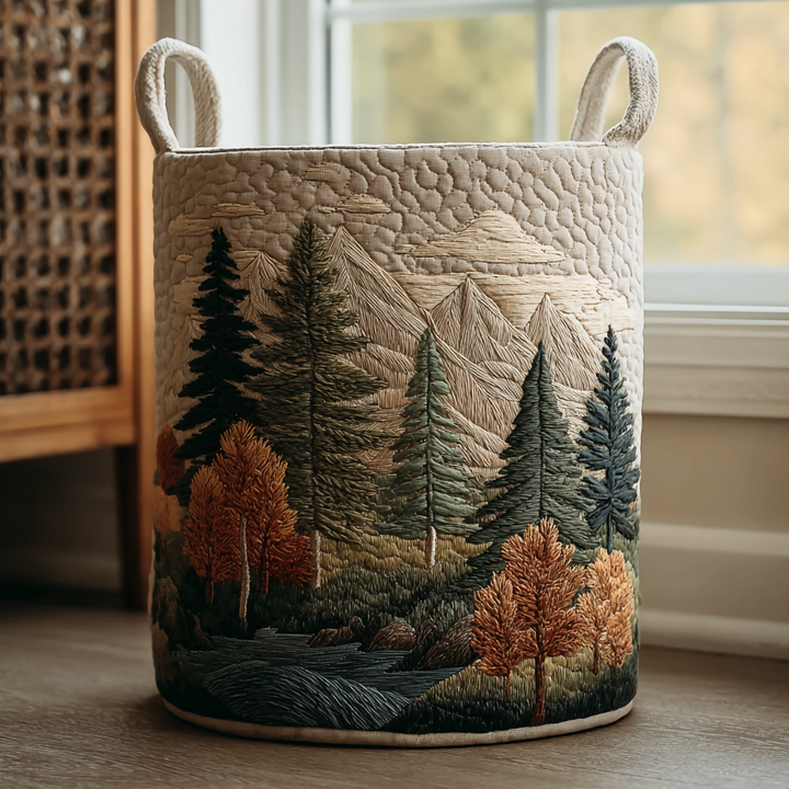 Dimitra | Panier à linge matelassé forêt et élans