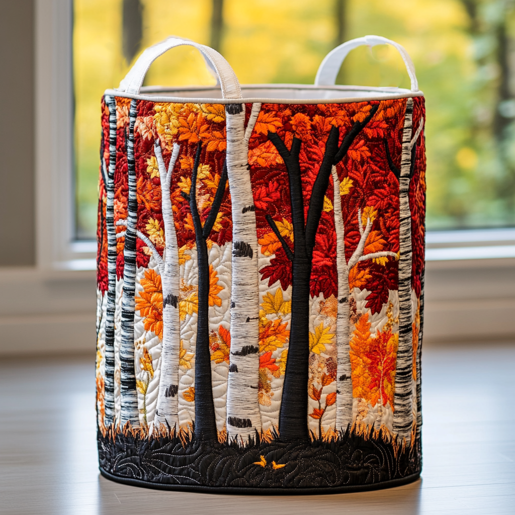 Dimitra | Panier à linge matelassé forêt et élans