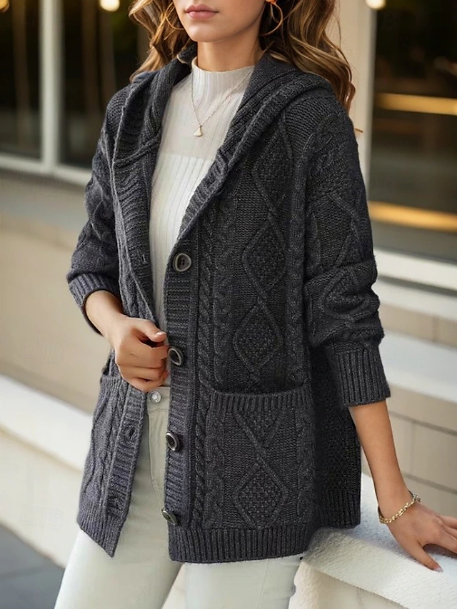 Lina - Cardigan Élégant en Maille Diamant