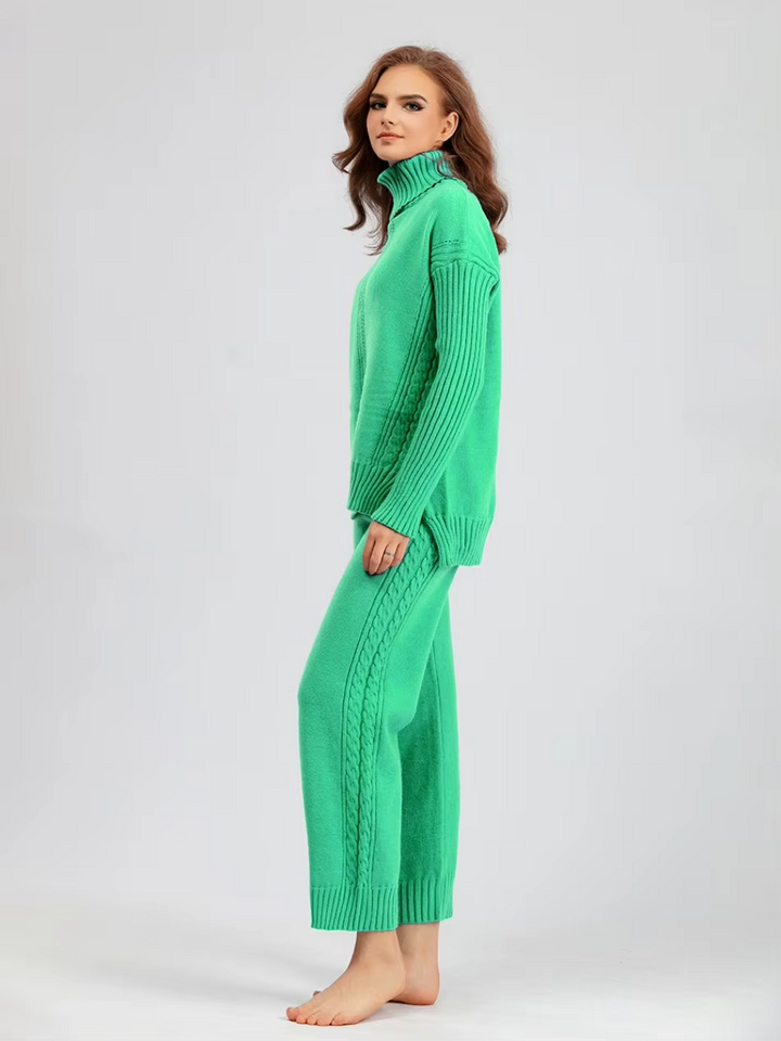 Scarlett - Pull à col montant élégant avec ensemble de pantalons amples