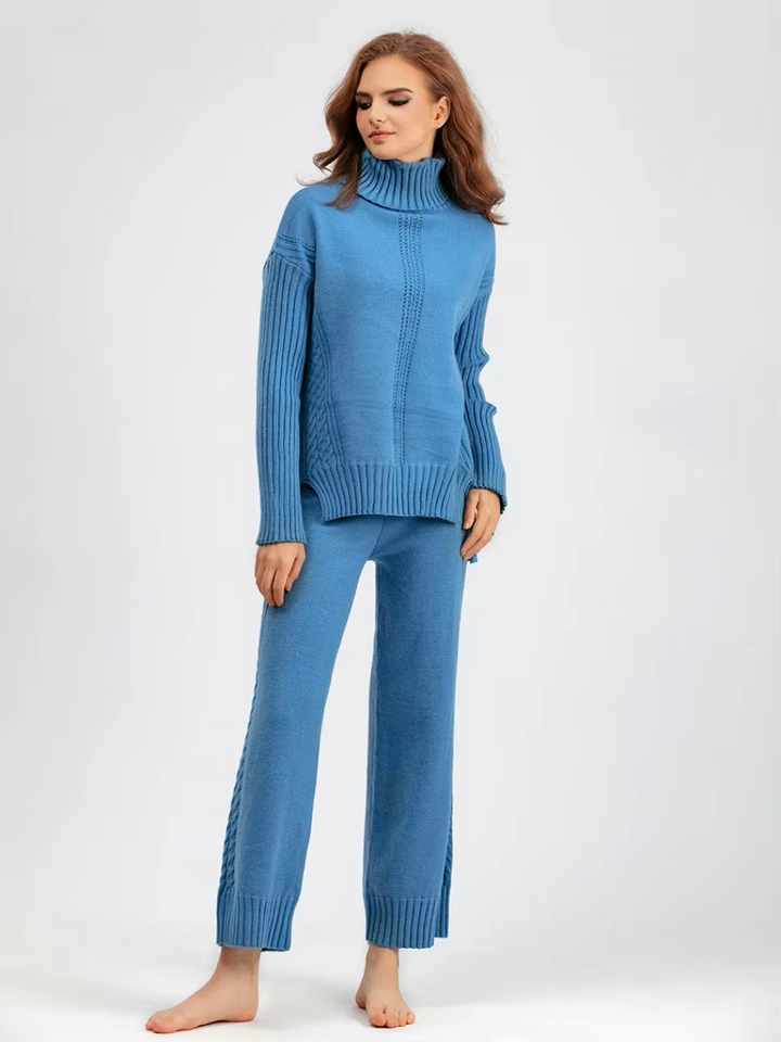 Scarlett - Pull à col montant élégant avec ensemble de pantalons amples