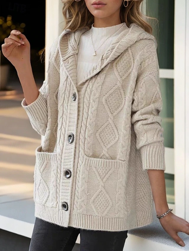 Lina - Cardigan Élégant en Maille Diamant