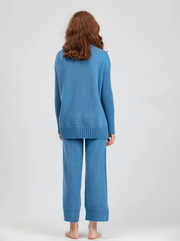 Scarlett - Pull à col montant élégant avec ensemble de pantalons amples