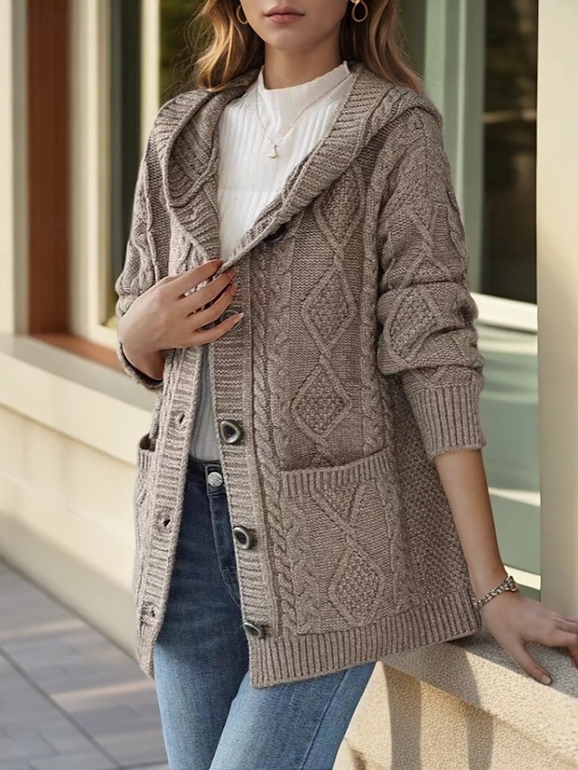 Lina - Cardigan Élégant en Maille Diamant
