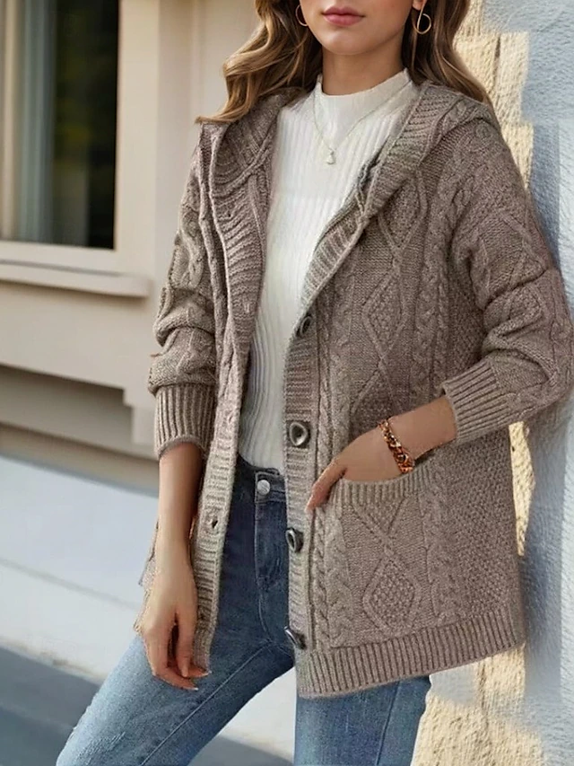 Lina - Cardigan Élégant en Maille Diamant