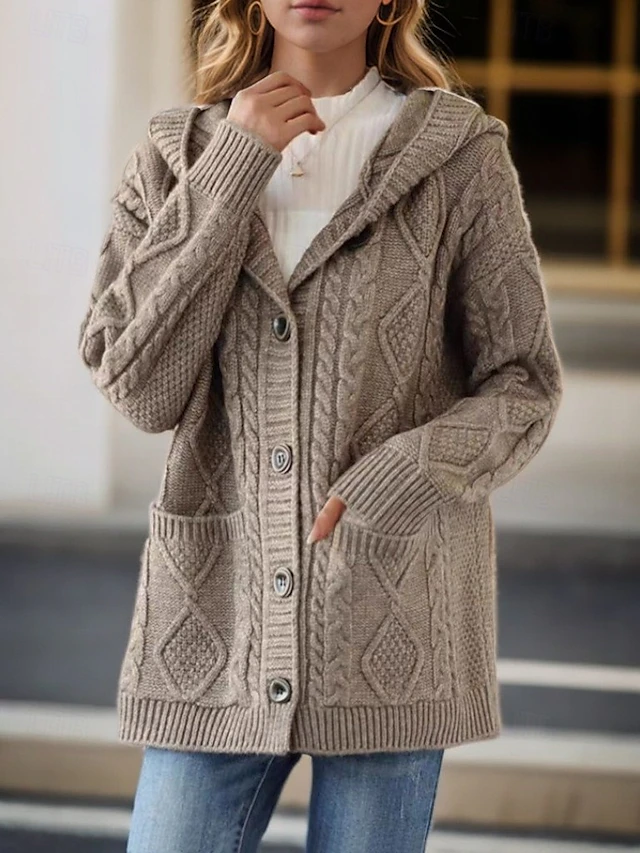 Lina - Cardigan Élégant en Maille Diamant