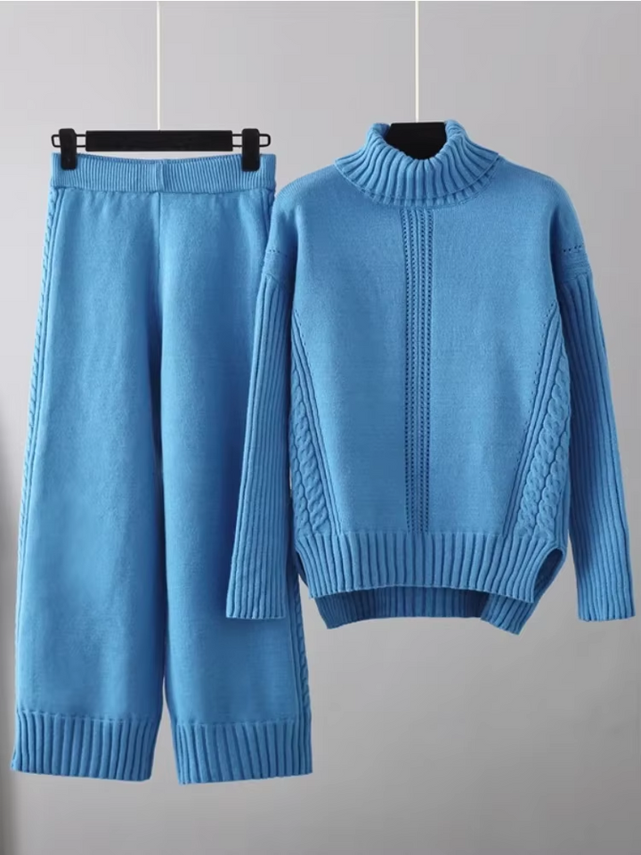 Scarlett - Pull à col montant élégant avec ensemble de pantalons amples