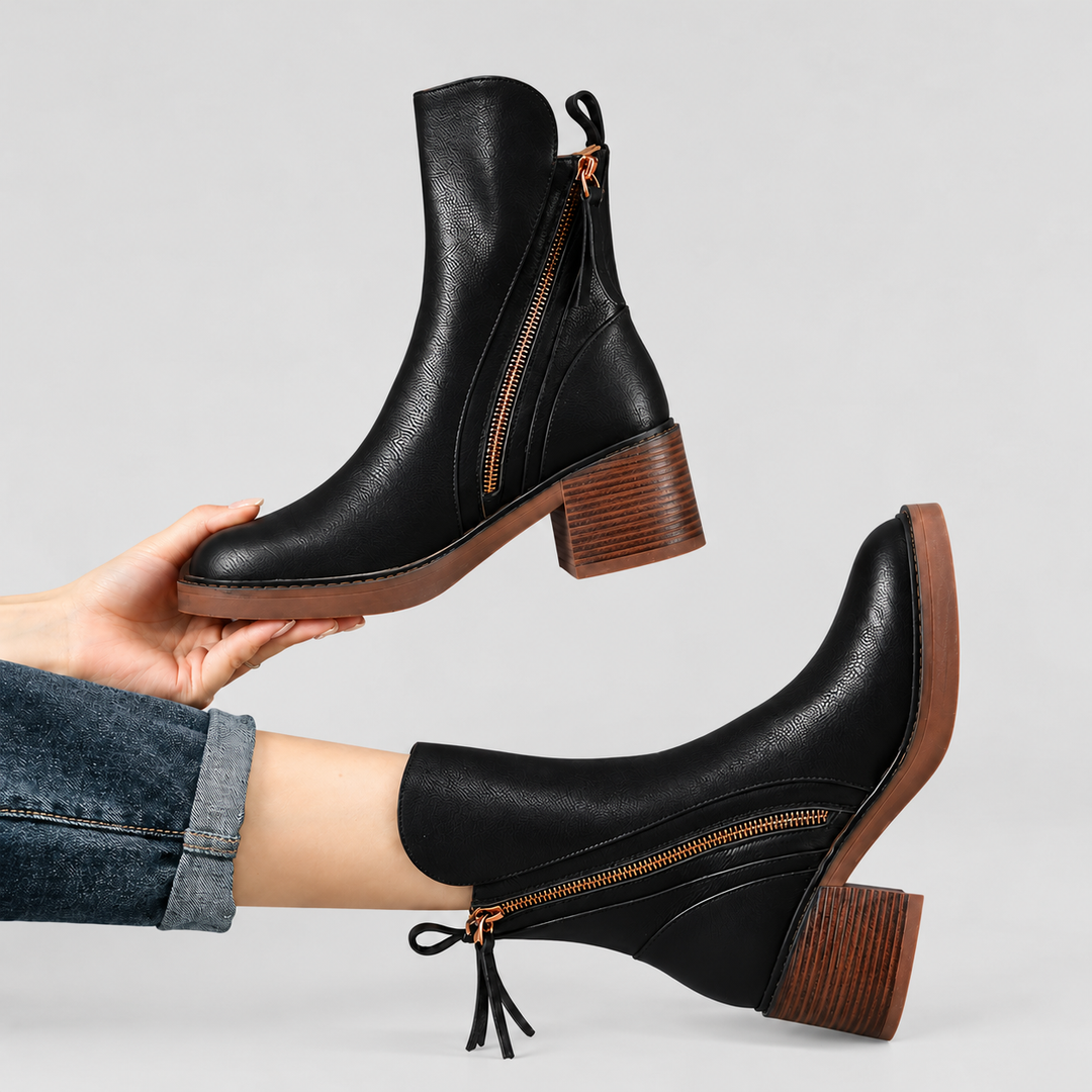 Elmira | Bottines à zip et talon bloc