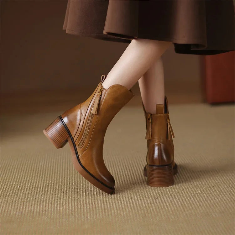 Elmira | Bottines à zip et talon bloc