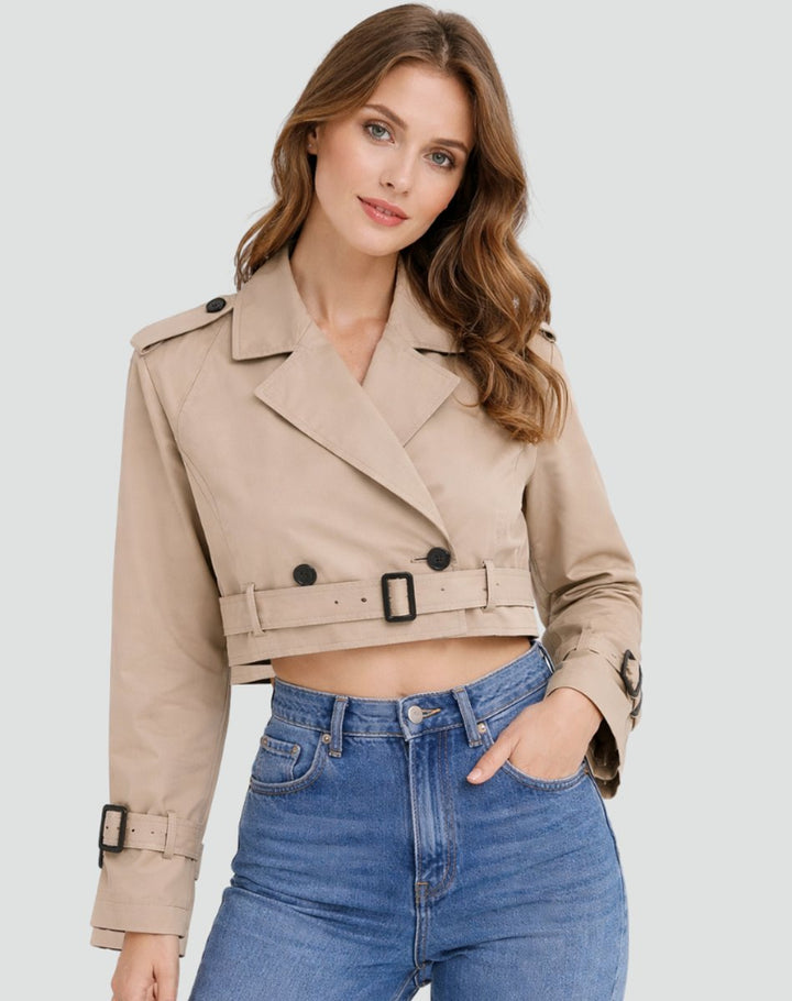 Évelyne | Trench court croisé ceinturé