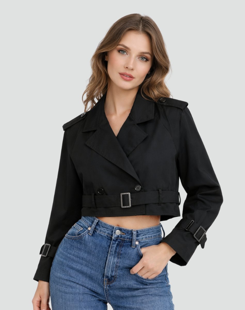 Évelyne | Trench court croisé ceinturé