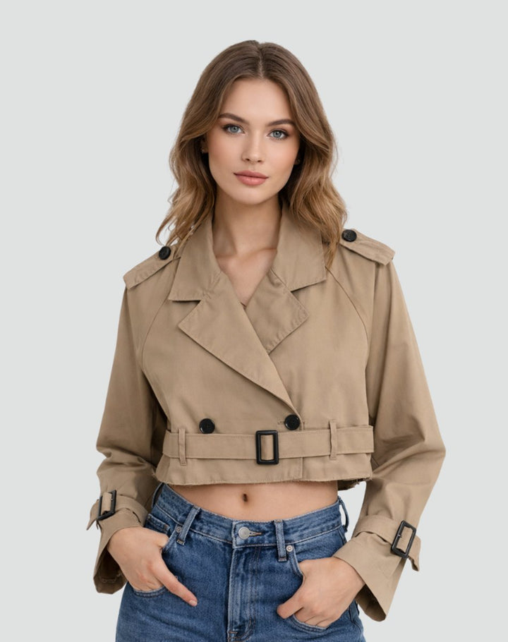 Évelyne | Trench court croisé ceinturé
